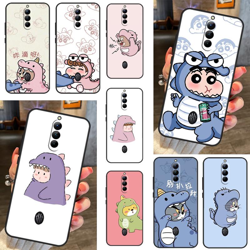 Couple Matching Cute Dinosaur Case For ZTE Nubia Red Magic 8 Pro Plus 5G 5S 6R RedMagic 7 6 Pro 7S 6S Pro Phone Cover