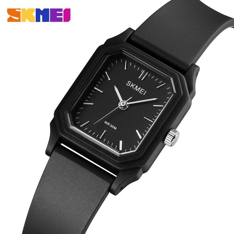 Skmei New Fashion Quartz Watch, Girls Simple Small Black Watch Waterproof Trend Watch