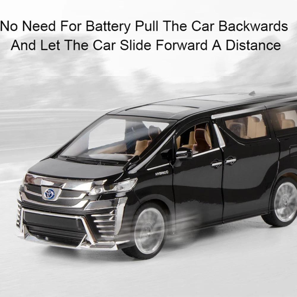 1:24 Vellfire Alphard Alloy MPV Model Toy Car Metal Diecast Doors Opened Sound Light Business Cars Models Kids Hobby Ornaments