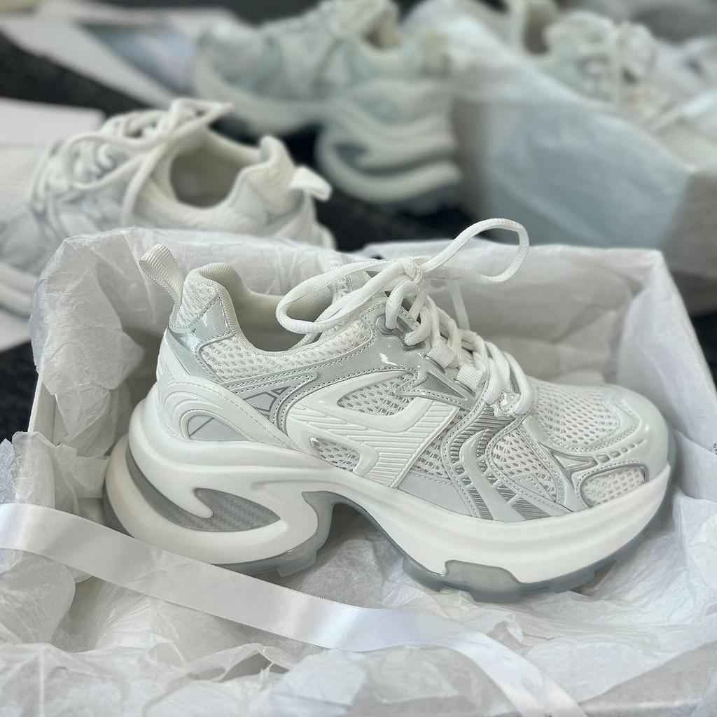 Thick-soled silver dad shoes spring and summer new breathable heightening ins trendy casual sports shoes