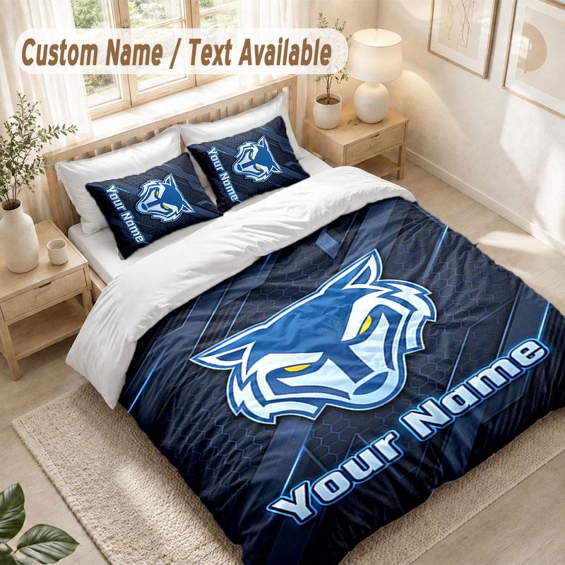 Custom Name Bedding Set 3 PiecesWarrington Wolves Print Duvet Cover + 2 Pillowcases Soft Bed Decor