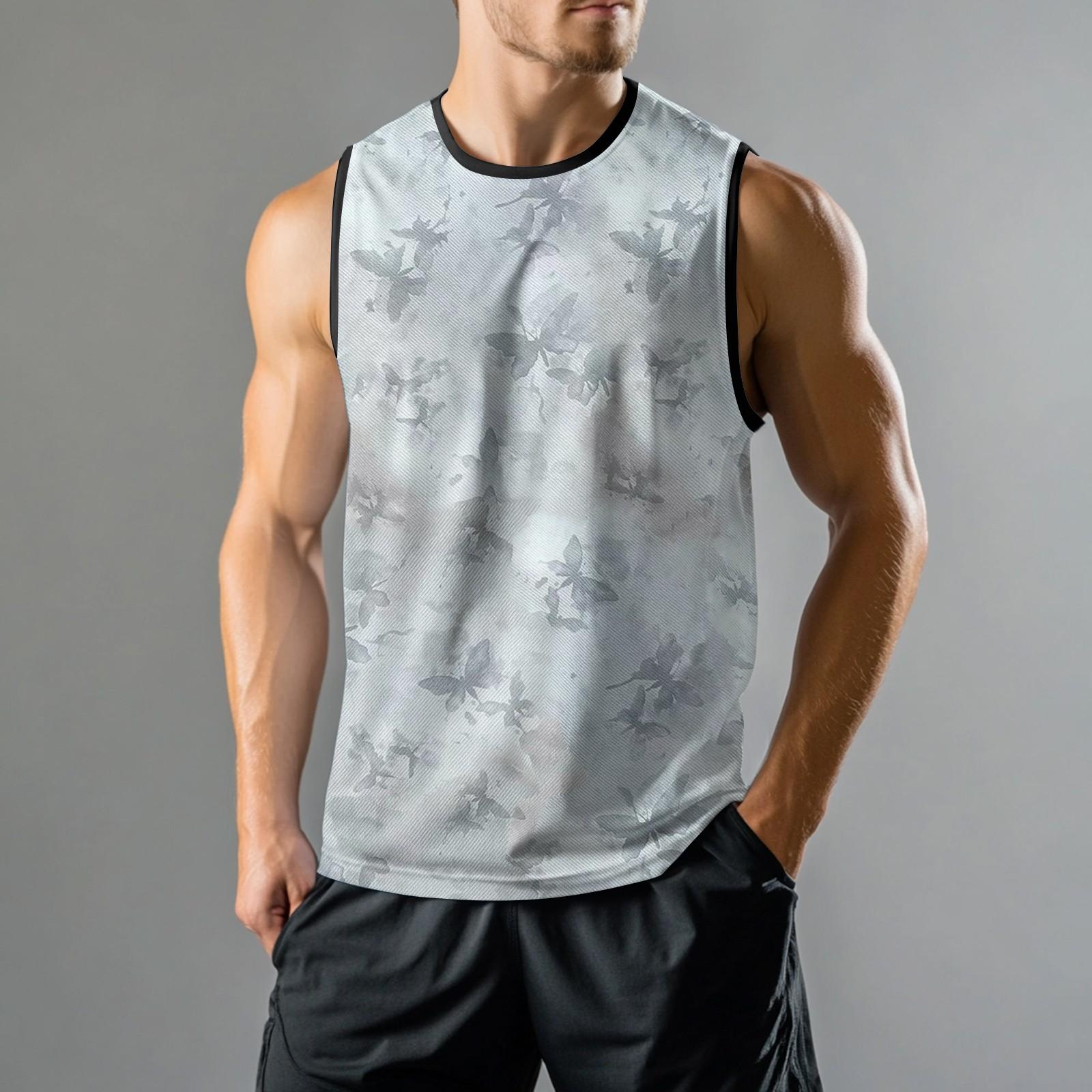 

Мужская мода принтованный спортивный повседневный жилет без рукавов L белый