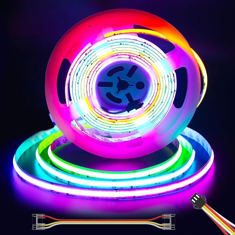 RGB WS2811 IC COB LED Strip Lights 18ft,DC12V Addressable Chasing Color RGB LED Lights,Multicolored Flexible Strips for Party, Decoration, Home DIY