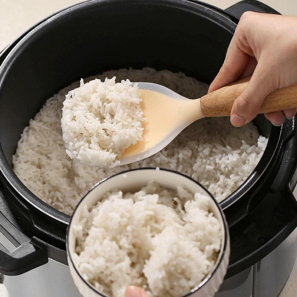 1PC Vertical Non Stick Silicone Rice Spoon Heat-resistant and Heat-insulating Rice Scoop Rice Spoon Cute Kitchen