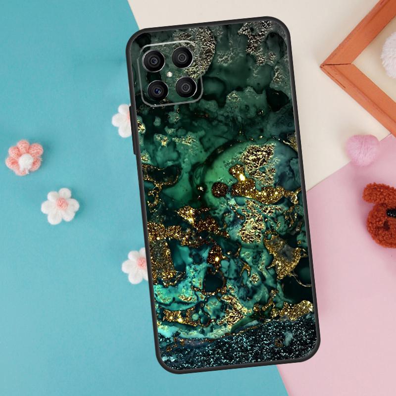 

Gold Indigo Faux Malachite Case For Honor Magic 7 Lite 5 6 Pro Honor X9a X8a X8 X9 X8b X9c X9b 50 70 90 200 Lite Cover Honor 70