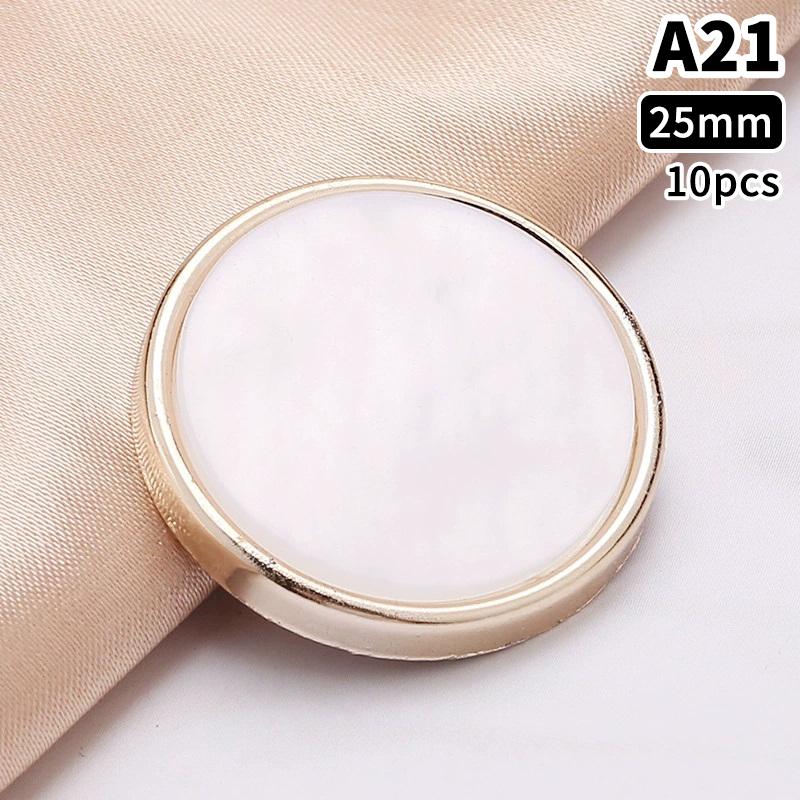 10 Stück 18/21/25mm Blume Perle Gold Kunststoff Schaft Knöpfe für Damen Bekleidung Jacke Pullover Nähzubehör Scrapbooking