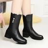 Fashion Large Size Warm New In Half High Boots for Women Leather Footwear Gyaru Work Sale Quality on Promotion Pu Mid Calf Shoes Woman