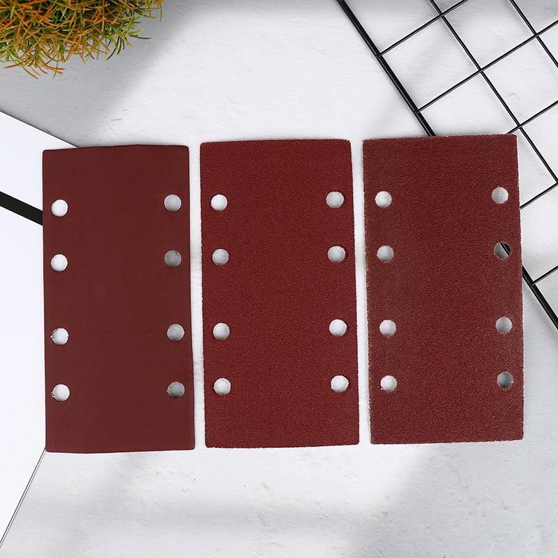 10Pcs 8-Hole Rectangular Premium Flocked Sandpaper Sheets Self-Adhesive 185X93Mm - Assorted Grits For Air Grinders