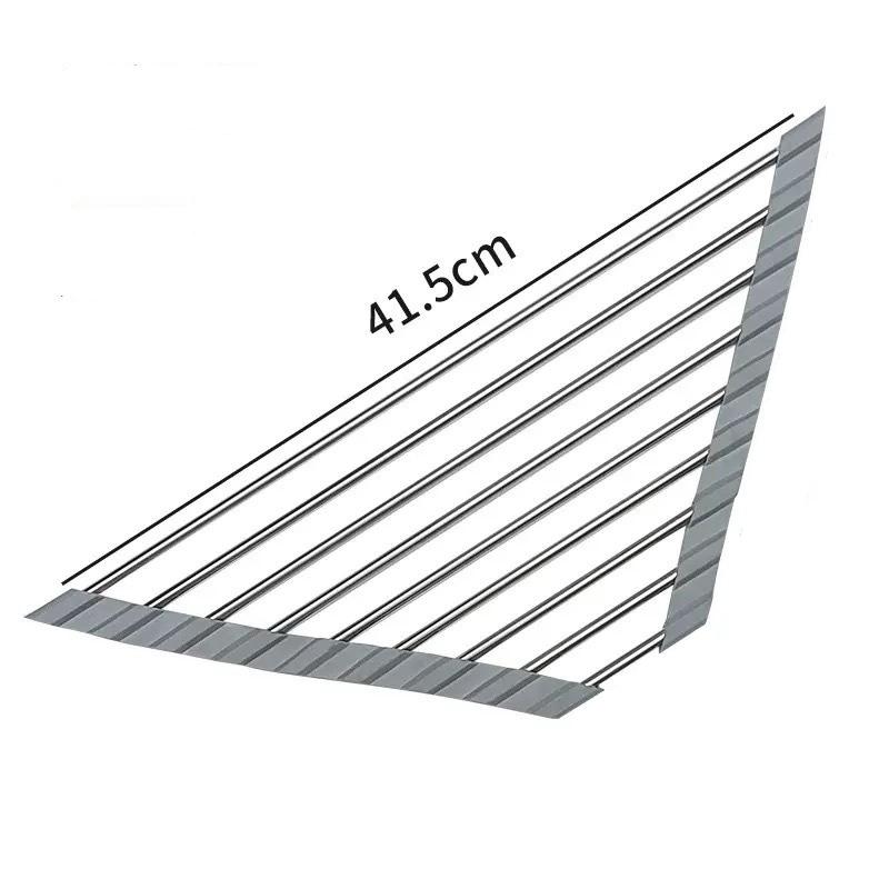 Roll Up Triangle Dish Drying Rack Kitchen Sink Organizer Corner Over The Sink Sponge Rag Holder Foldable Stainless Steel Drainer