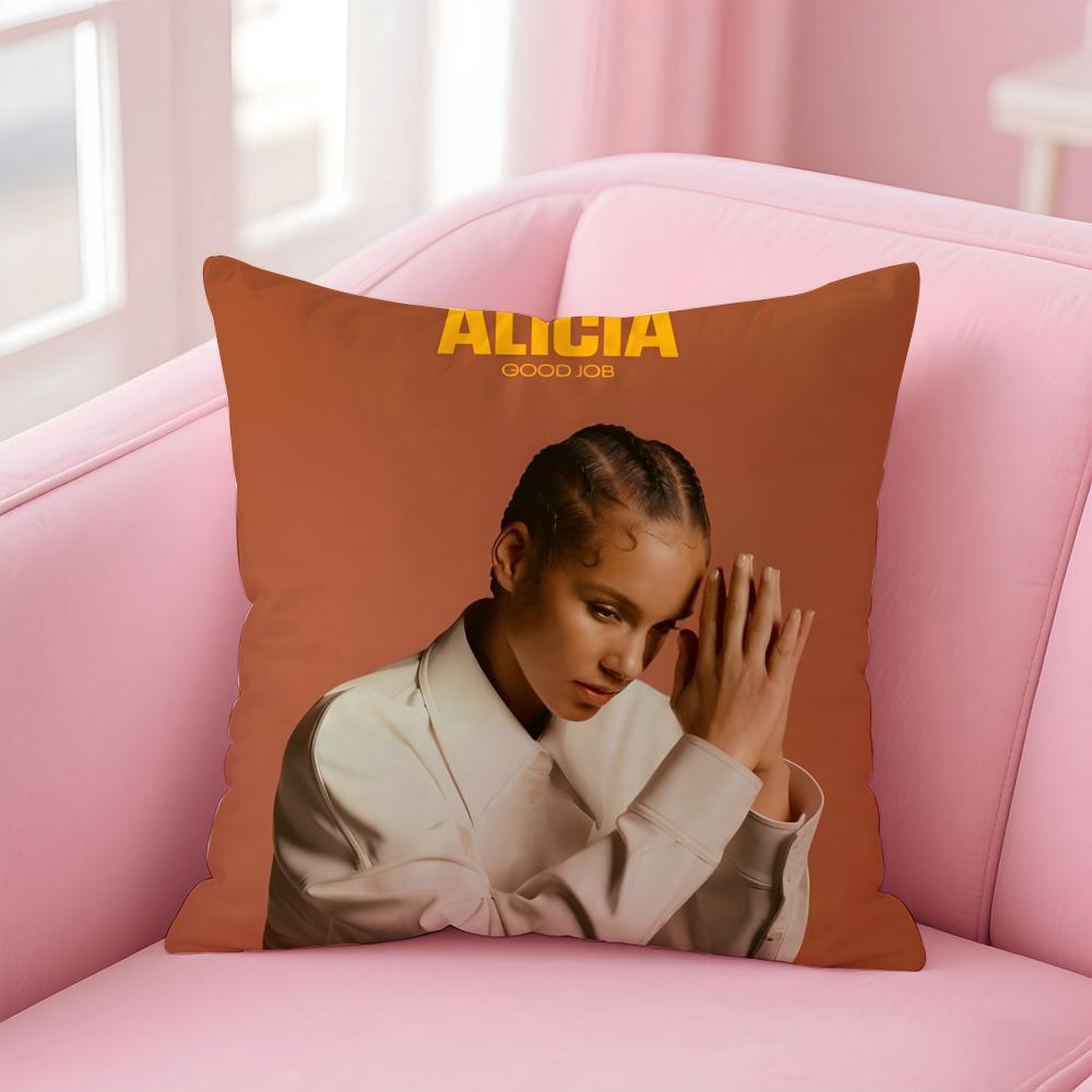 Alicia K-Keys Singer Cushion Cover Comfortable Reversible Pillow Cover Ideal For Car Sofa Bedroom & Beyond