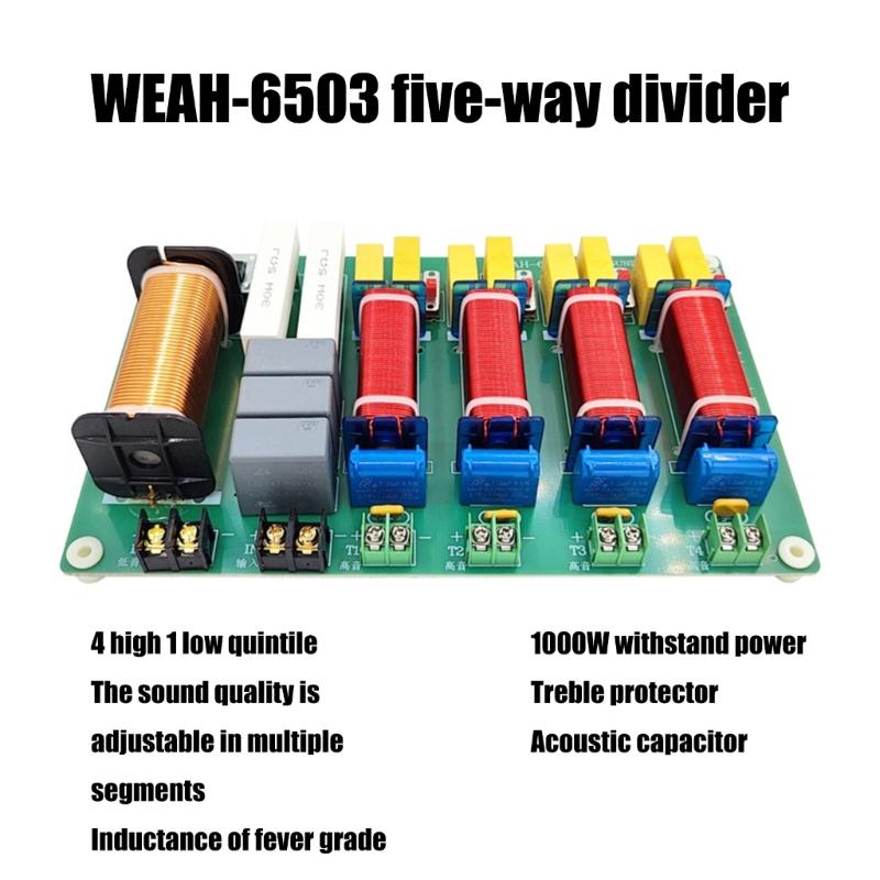 Power 1000W 5 Channel Speakers Frequency Splitter with Stage Tuning Speakers Crossovers
