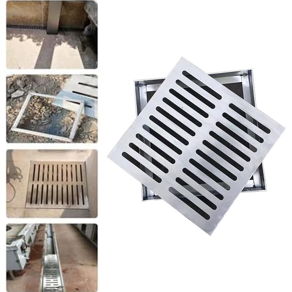 Stainless Steel Garden Drain Grate with Frame for Rainwater Management and Floor Drain Applications in Outdoor Spaces