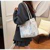 Chic Butterfly Print Faux Leather Tote Bag for Women, Woven Texture Shoulder Underarm Bag, Casual Daily Commute Handbag