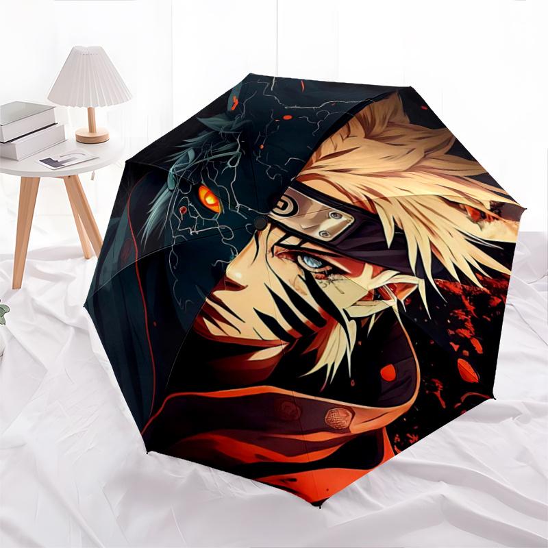 

1pc The Duality of and Sasuke Automatic Opening and Closing Cartoon Practical Umbrella, Lightweight 3-Fold, With Cute Cartoon Characters, Suitable for