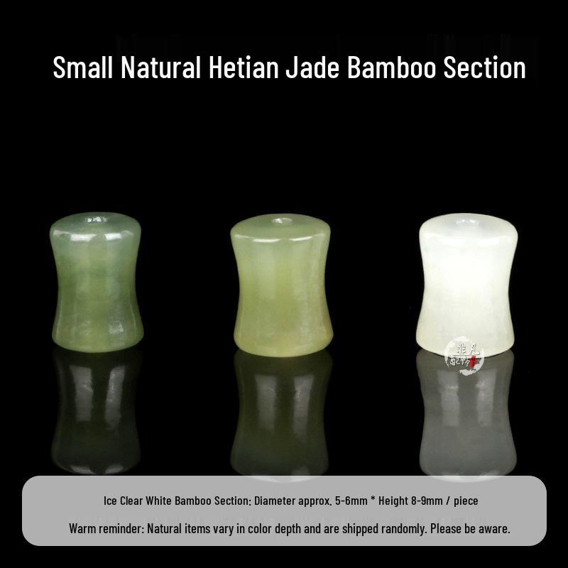 Clear Water Green Hetian Jade Beads Bracelet - Qinghai Green Bamboo Joint DIY String Beads Accessories