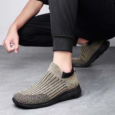 Freizeit-Sneaker Herren Weichsohlige Wanderschuhe Elastische Socken mit Mesh Atmungsaktiv Leicht Plateau Bequeme Laufschuhe Tênis Masculino