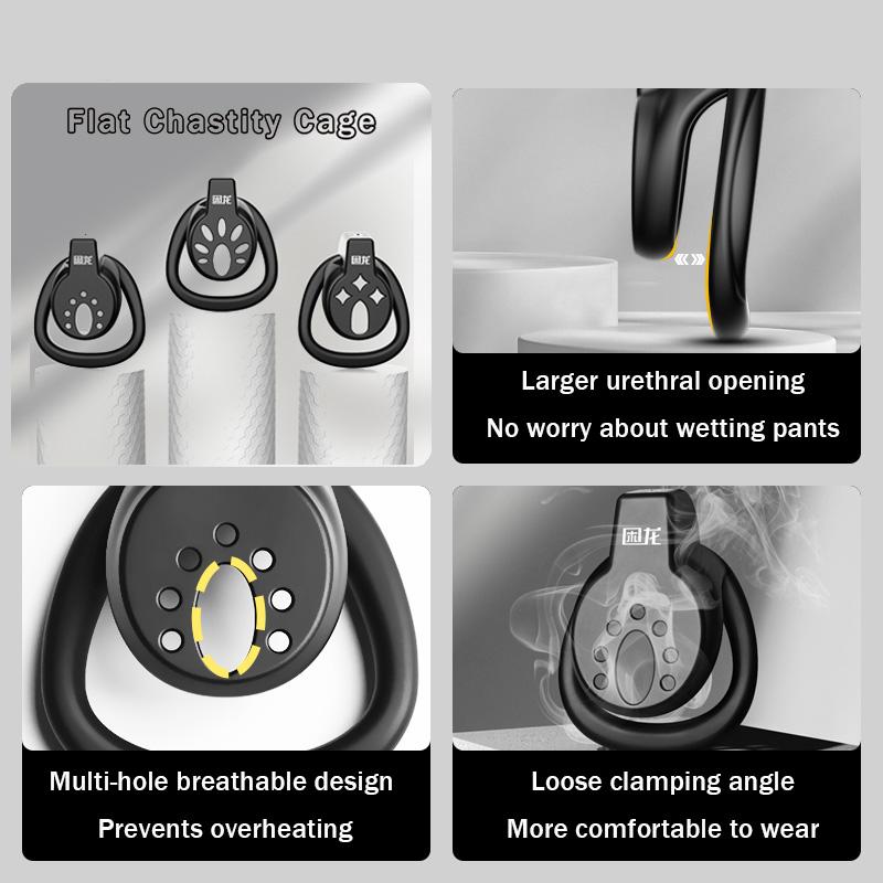 Flat Chastity Cage Restraint Male Penis Cage Adult Sexual Wellness, Chastity Device Comfortable and Breathable Sex Toy for Adult