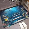 3D Underwater Coral Dolphin Doormat, Microfiber Polyester Non-Slip Absorbent Machine Washable Rug for Multi-Room Decor