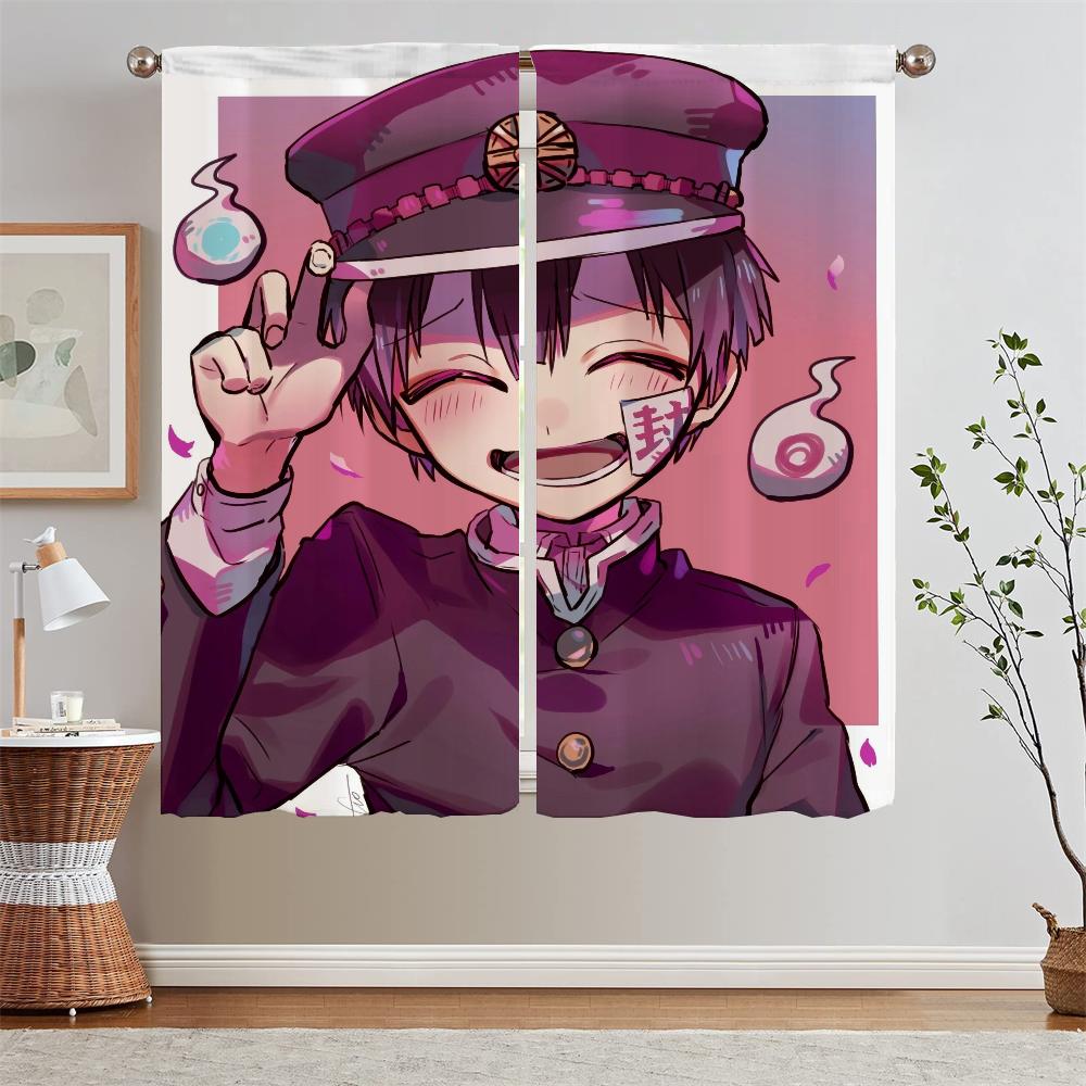 Hanako Kun Verdunkelungsvorhang Raffhalter Schlafzimmervorhänge 2 Stück Luxus Wohnzimmervorhänge für Kamera Locken Jalousie Jalousien Küche