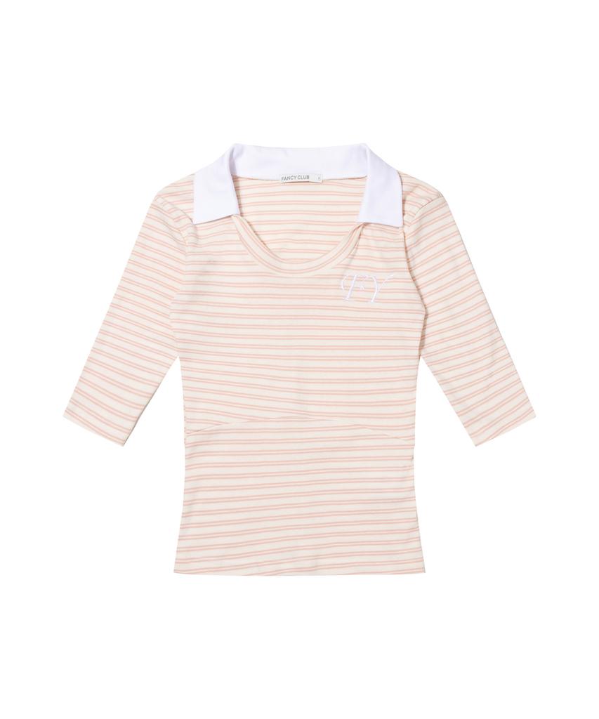 FANCY CLUB Soft Fancy Collar Top (Pink) F26Qb045