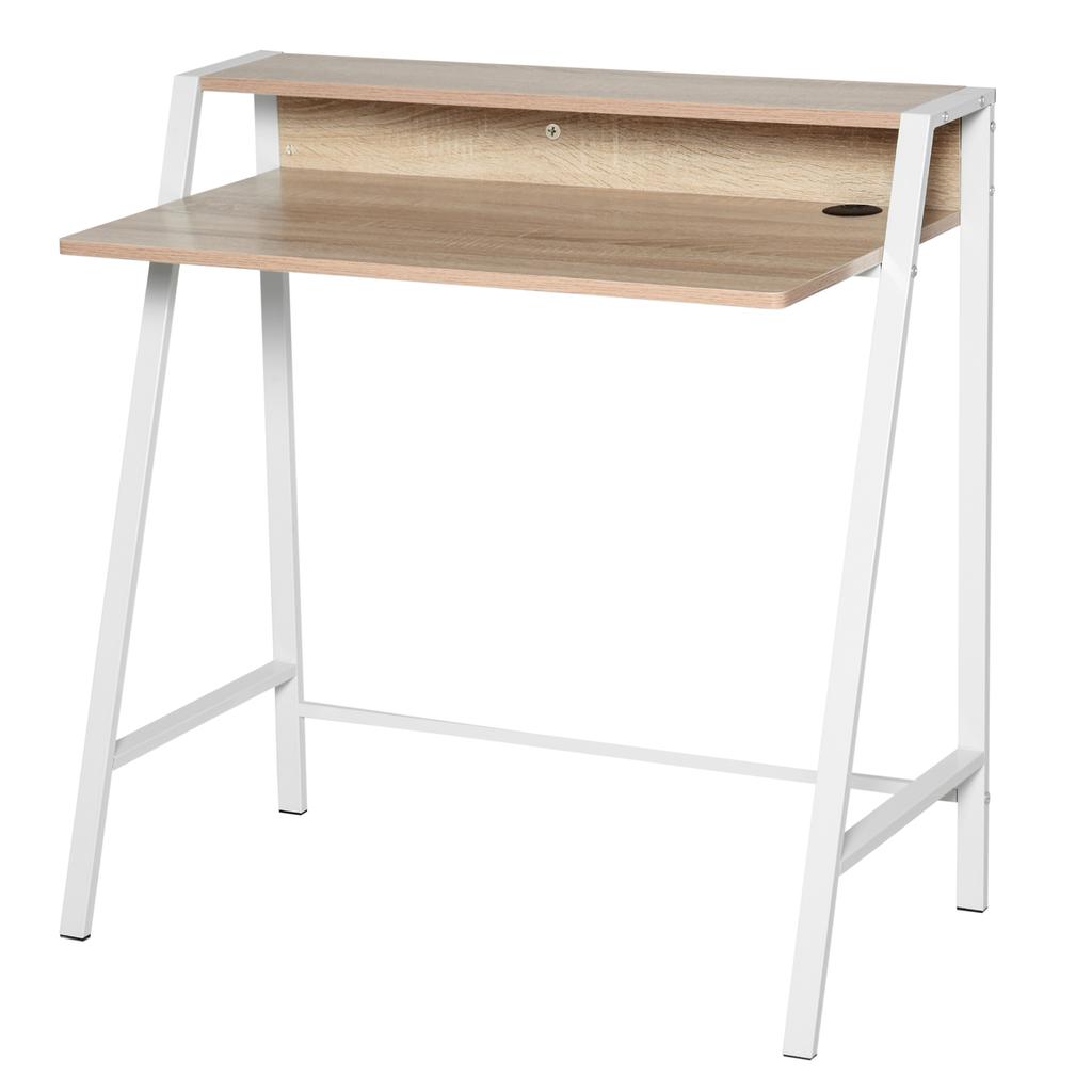 Schreibtisch Computertisch Home Office PC Laptop Workstation Ablagefach 84L x 45B cm Weiß und Eiche