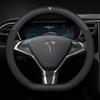 TDMC1 For Tesla Roadster Model 3 Model Y Model S Model X Car Leather Carbon Fiber Anti-Slip Protector Steering Wheel Cover Accessories
