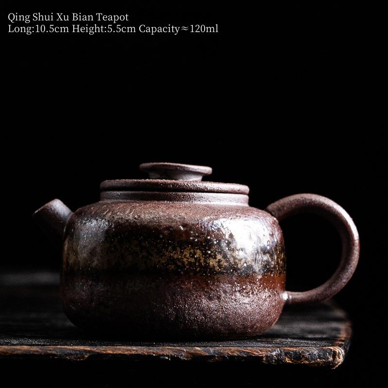 120ml Retro Kiln Water Fired Teapot Kiln Change Retro Ceramic Teapot Kungfu Tea Brewing Tea Maker Tea Ceremony