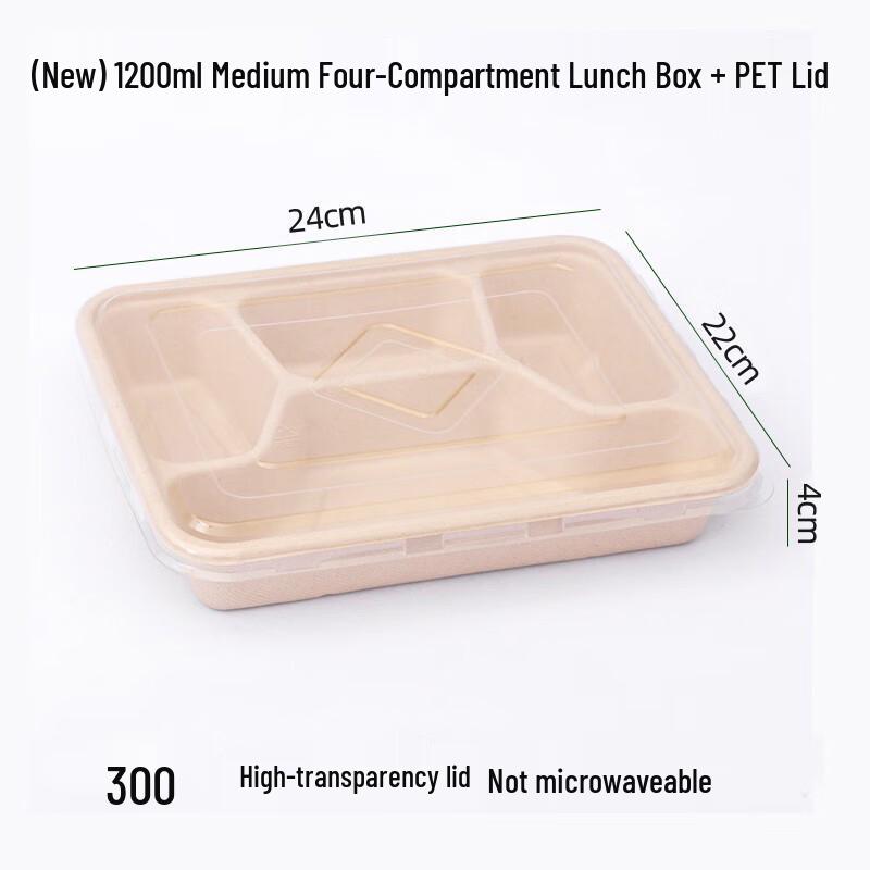 

MOLUONA 1200ml Disposable 4-Compartment Pulp Meal Box