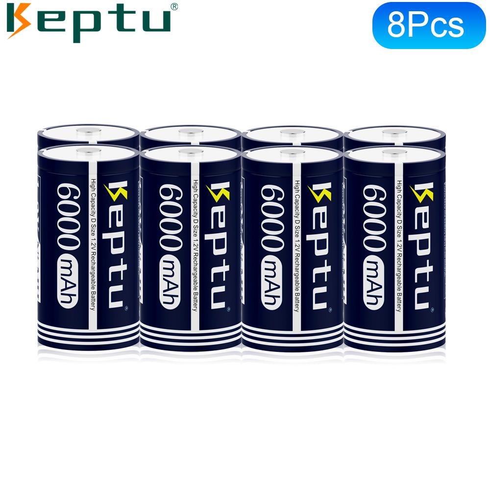 KEPTU 6000mAh 1.2V D Size Rechargeable Batteries – Long-Lasting Power for Flashlight and Radio