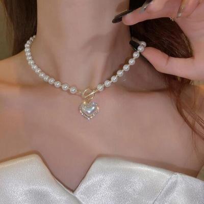 Damen Kunstperlen Choker Perlen Choker Elegantes Halsband Zartes Retro Halsband Geschenk für Ehefrau Freundin Tägliches Tragen Party Date Schmuck