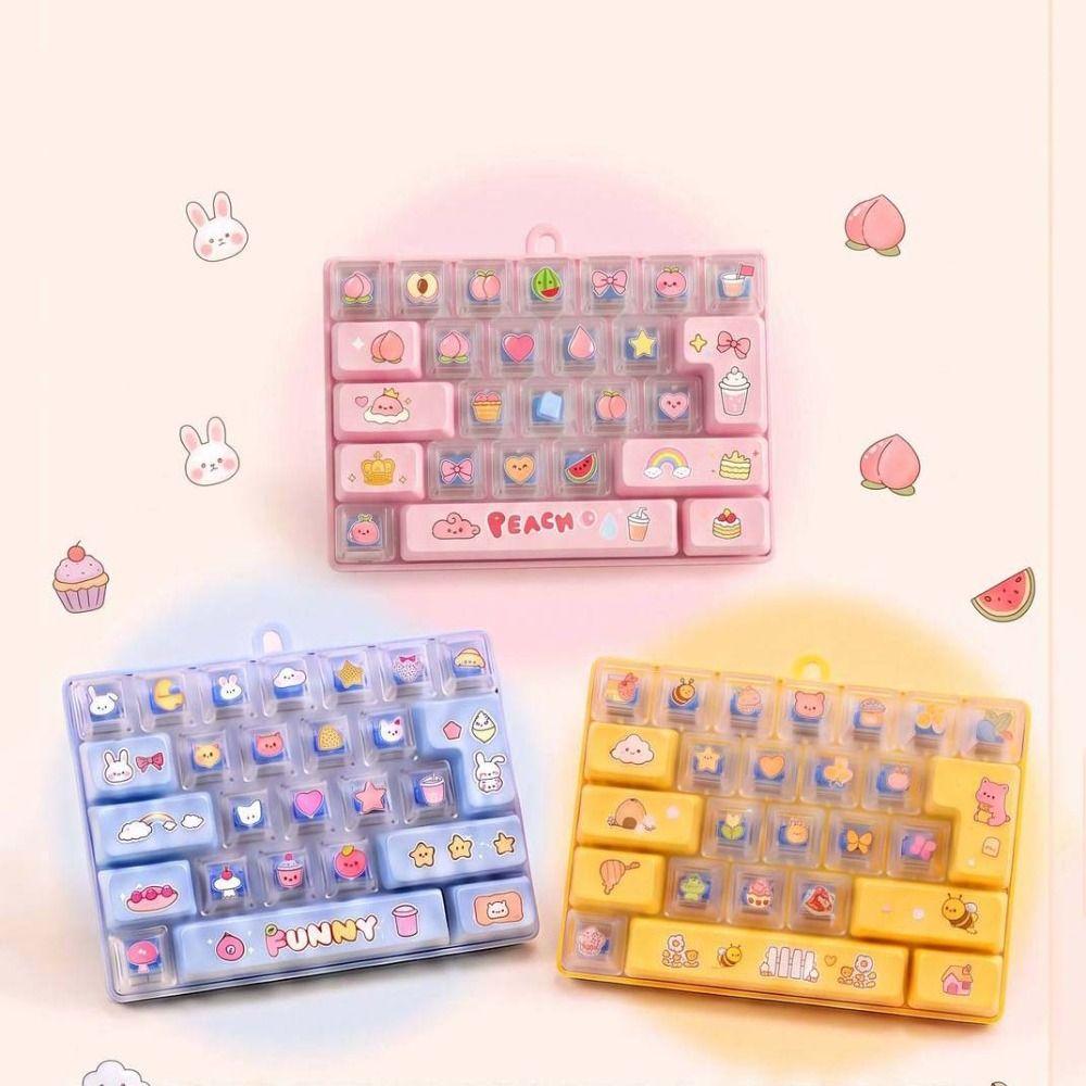Transparent Dual-Tone Mini Keyboard Pendant 26-Key Keyboard Keychain Kids Bag Pendant