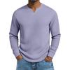 Men's Solid Color V-Neck Long-Sleeved Top Men's Sports Plus Size Casual V-Neck Top
