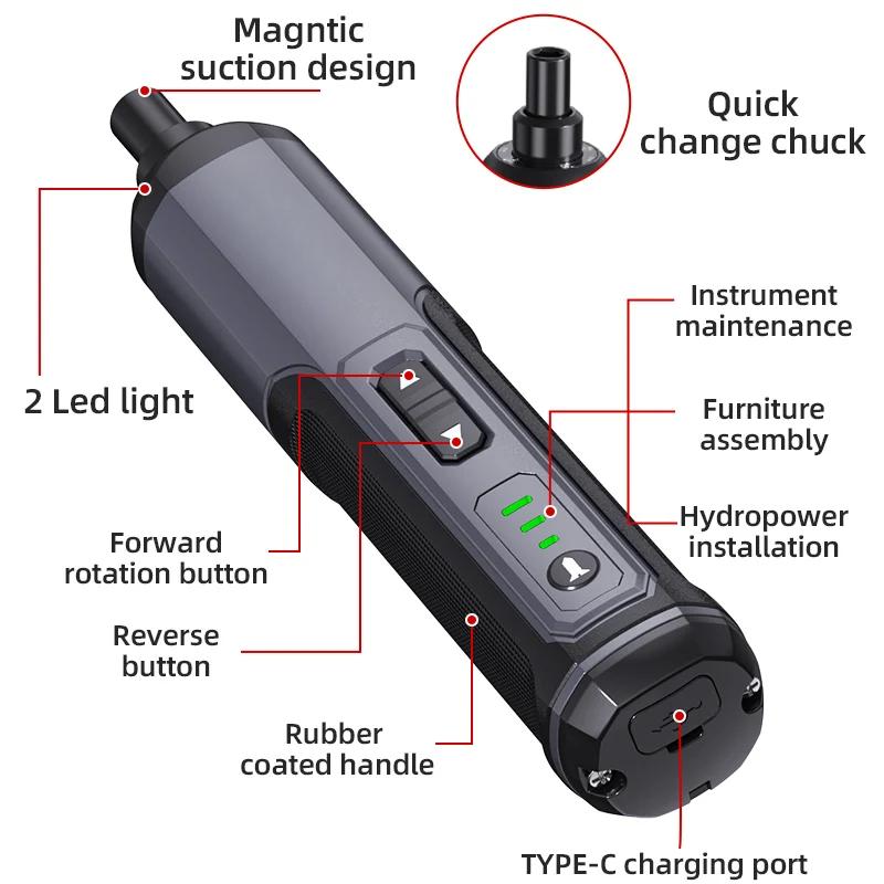Mini Electric Screwdriver Set 4V Smart Cordless Electric Screwdrivers TYPE-C Rechargeable 33 Bit Set Drill Power Tools Kit