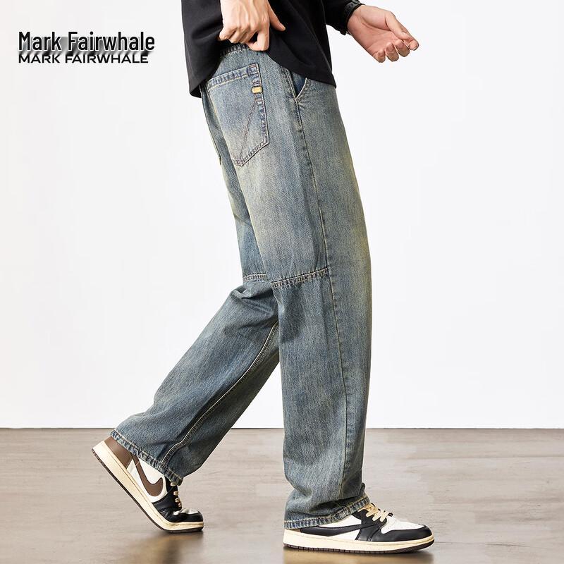 Mark Fairwhale Men's Retro Washed Loose Straight Jeans