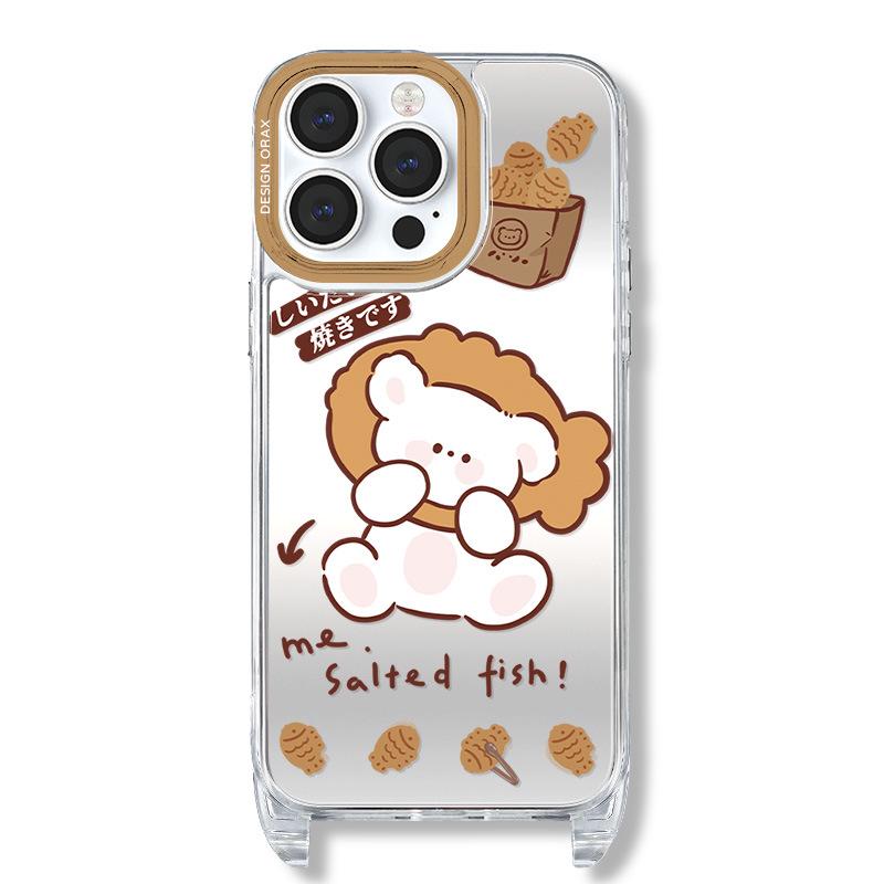 

Zhitai Summer Mirror Case for iPhone 13/14/15 Pro, Cartoon Design with Lanyard iPhone 12/12 Pro
