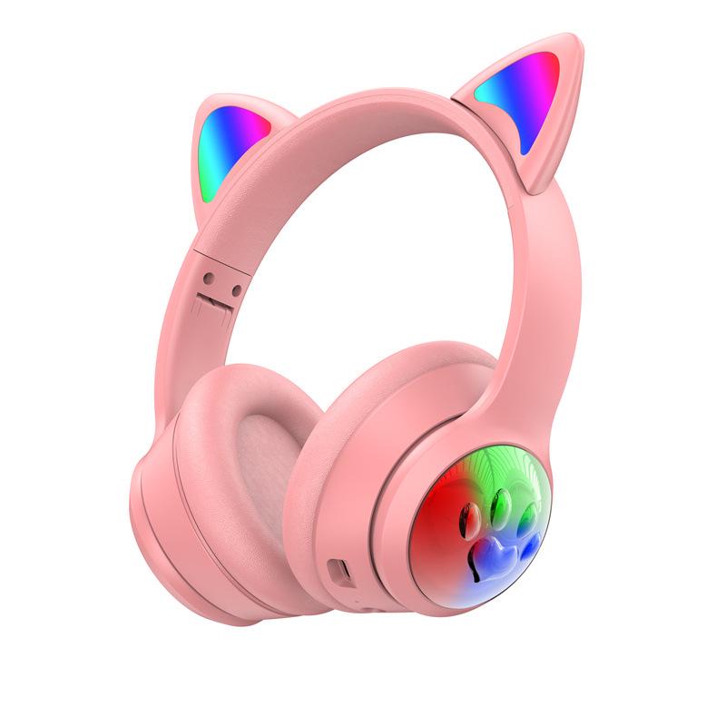 2025 Cat Ear BT850 Gradient Over-Ear Bluetooth Headset: Kids' Wireless Gaming & Streaming