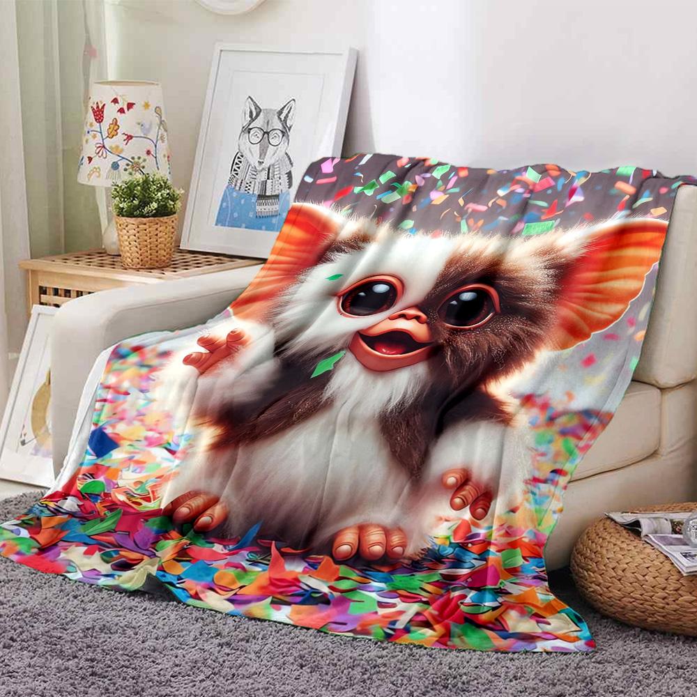 Christmas Giz-mo Candy Cane Flannel Blanket, Soft Polyester, Modern Design, All-Season for Camping, Travel, Gifts for holidays or birthdays