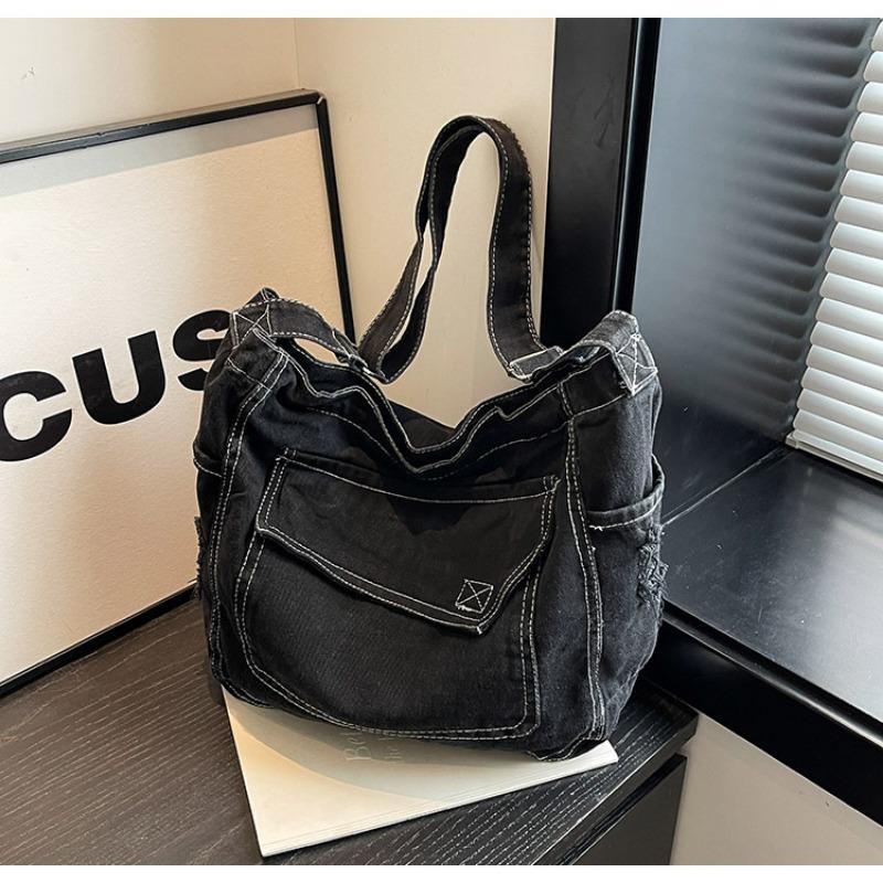 2025 New Denim Bag Ladies Casual Hundred Shoulder Tote Bag