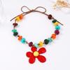 Bohemian simple fashion color tether beaded necklace exaggerated flower pendant women's necklace