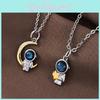 Trendy Titanium Steel Star And Moon Astronaut Couple Necklaces Ideal For Special Occasions And Gifting