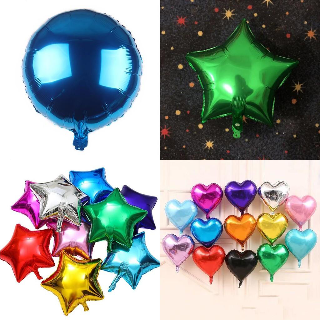 Solid Colour 18" Foil Balloons Heart Star Round Shape For Wedding Birthday Party