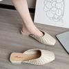 Fashion Mules Women's Slippers and Ladies Sandals Beige Indoor Home Slides Job House Flat Shoes Apricot Outside Clappers Shoe H Sandal Y