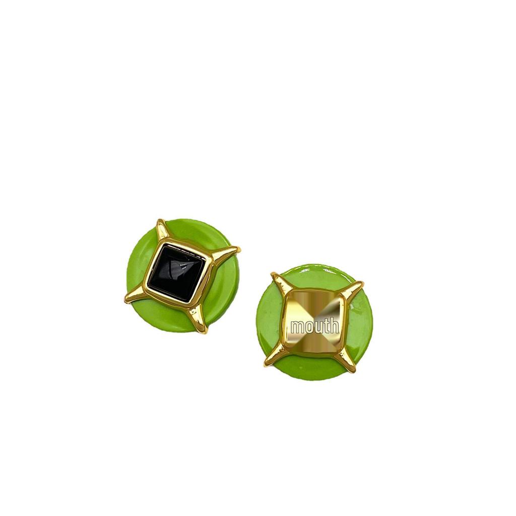 Ohrstecker aus schwarzem Achat-Acryl im koreanischen Stil - Elegant & Schlicht