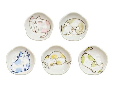 Yamako Small Plate Set of 5 Pieces Cat Plate Set of 5 Pieces