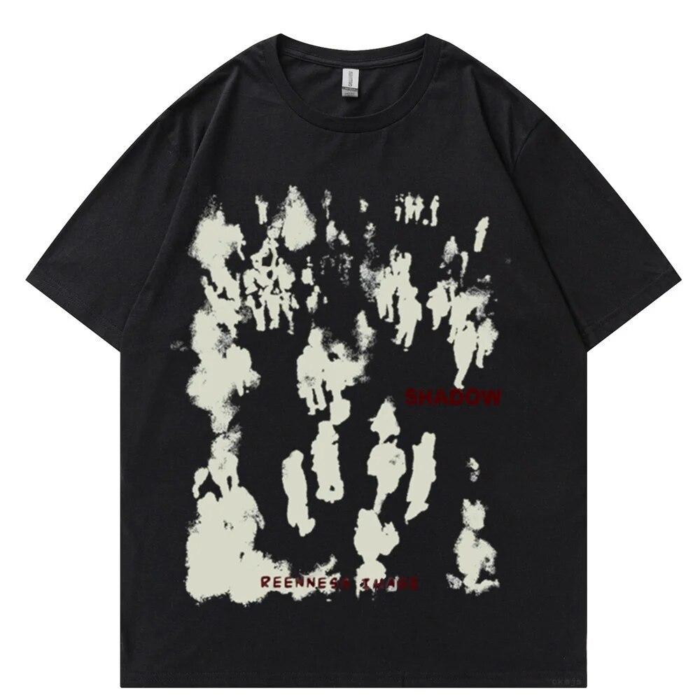 Летние футболки унисекс с короткими рукавами в стиле хип-хоп, футболки с теневым принтом, новая уличная одежда, Harajuku, повседневные топы унисекс из 100% хлопка, футболки L