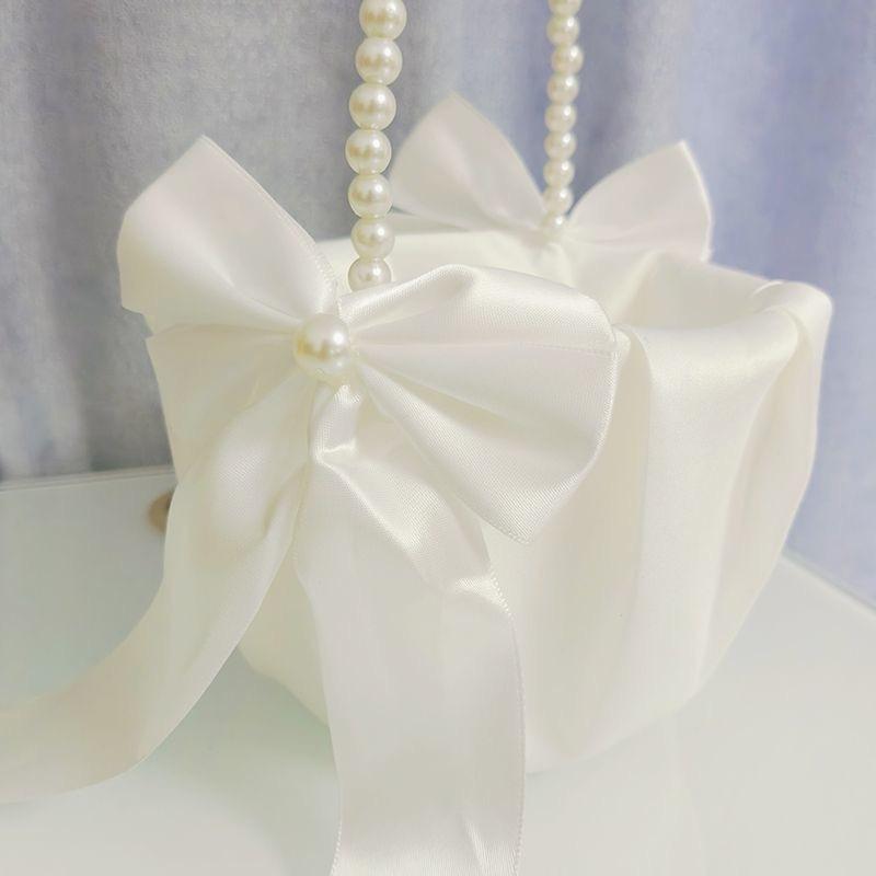 Marriage Western Style Flower Basket Wedding Flower Scattered Hand-held Pearl Small Happy Basket