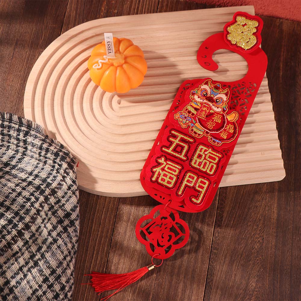 Chinese Style New Year Doorknob Decoration Flocking Door Handle Pendant Spring Festival