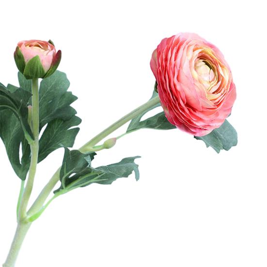 Sztuczny Jaskier Azjatycki 2 Główki Realistyczny Sztuczny Jedwabny Kwiat z Łodyżką Dekoracja Stołu Weselnego Imprezy Biura Domowego Wazon Sztuczny Kwiat