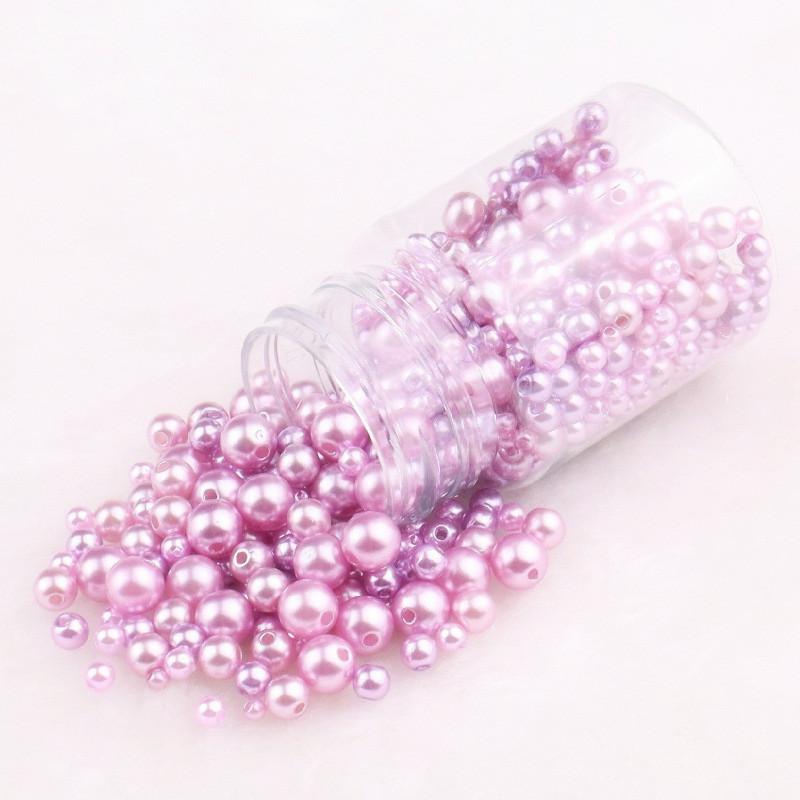 3-10Mm Solid Color Abs Round Perforated Imitation Pearl Handmade Diy Jewelry Beaded Bracelet Earrings Accessories Perforated Beads