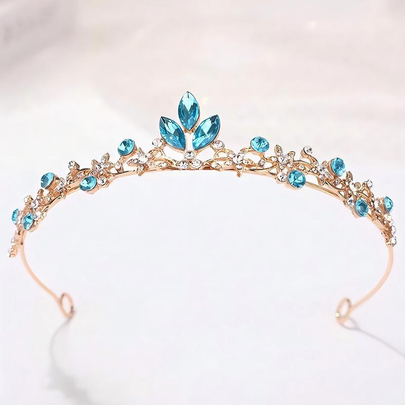 1pc Girl's Simple Sweet Princess Crown Headband Fashionable Shiny Crystal Party Photography Props Jewelry Hair Accessories Crown